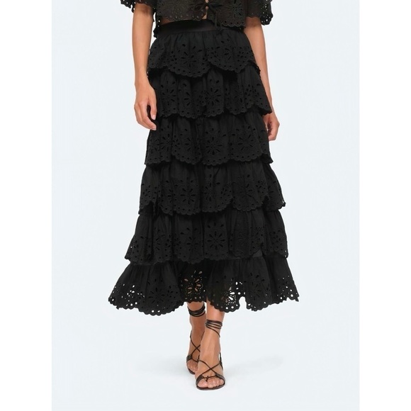 NWT SEA New York Midi Tiered Eyelet Tali Ruffle Skirt - Picture 3 of 8